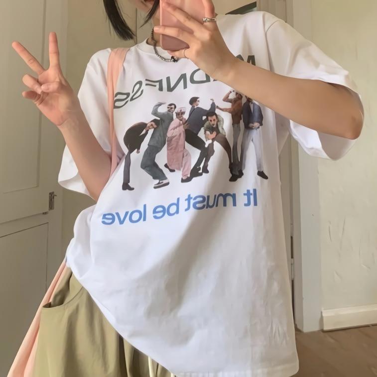 [기타 ]여성 루즈핏 데일리룩 잇 머스트비 러브 반팔티