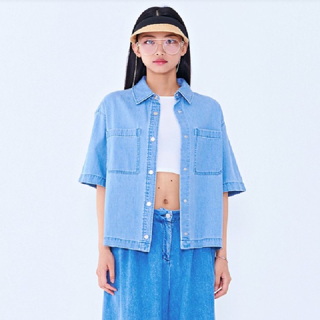 체이스컬트 여성 루즈핏 캐주얼 데님 청 반팔 여름 셔츠 BBAG5565_경산 NC- 이랜드몰
