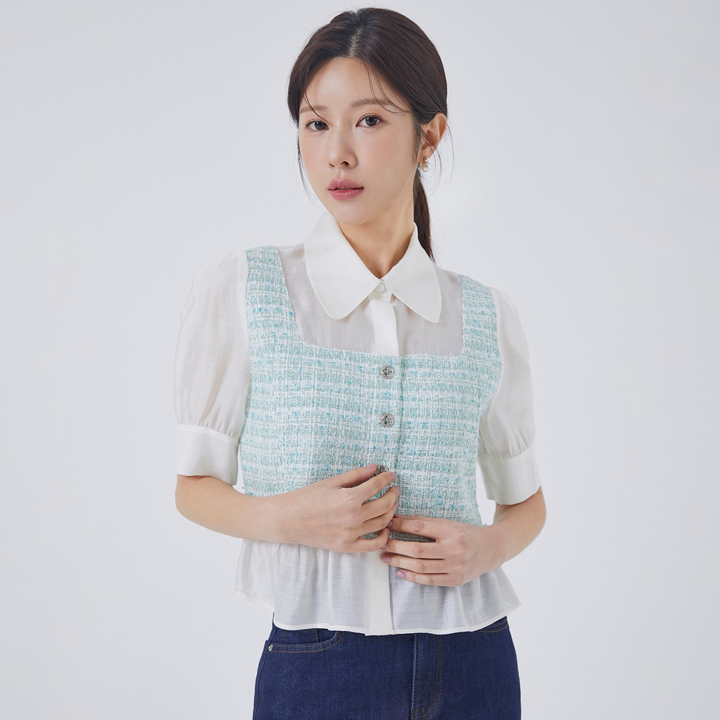 [리오더] 트위드 매칭 블라우스 (2colors)_RMBLD24R99- 이랜드몰