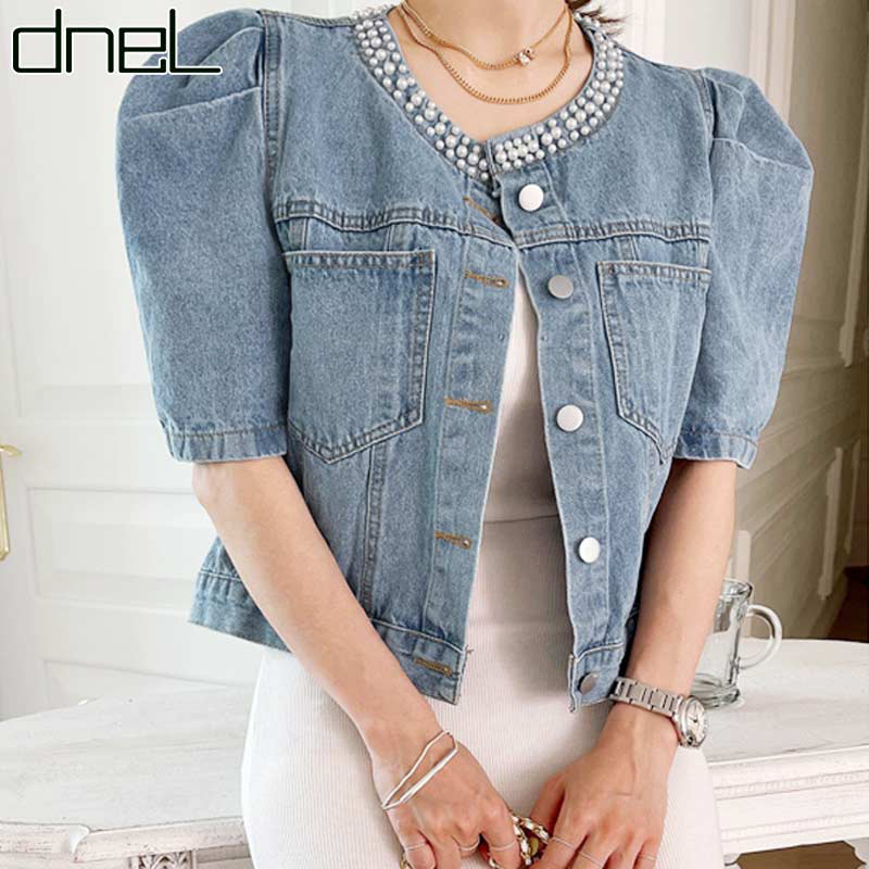 [드넬]진주넥하프데님자켓DWJ31088A