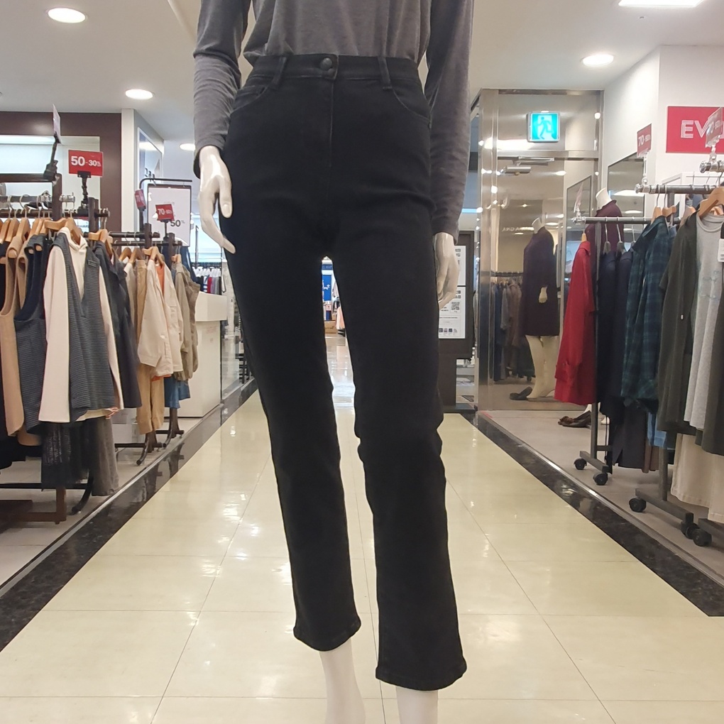 여성 겨울 기모 데님 바지,깔끔한 슬림핏 안감 블랙 기모 스판원단,허리 이벤드bw- 이랜드몰