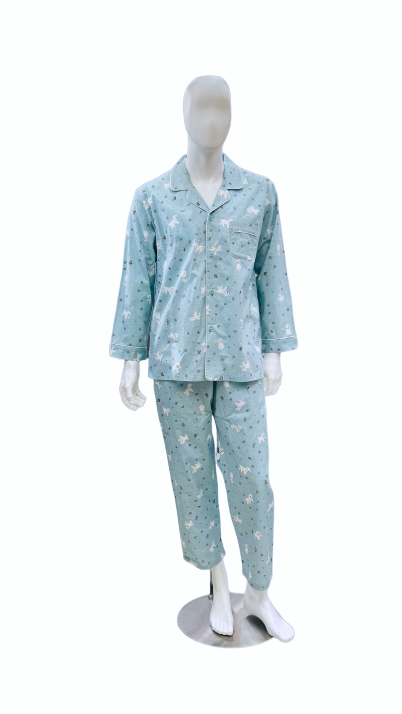 기모코튼 폴짝폴짝 러블리 강아지프린트 40수 남성 긴팔 잠옷 상하의세트- 이랜드몰