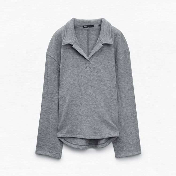 V-Neck Polo Sweater Grey