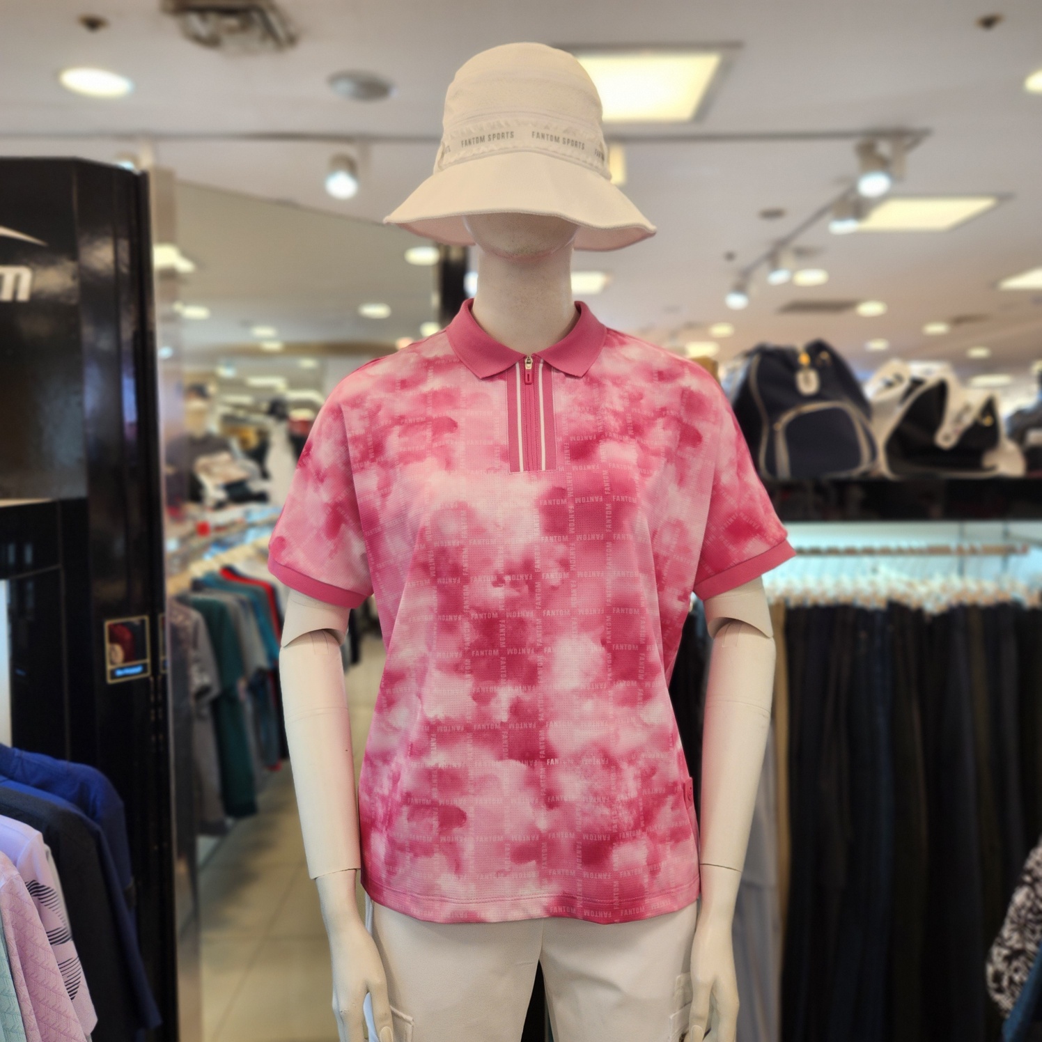 동아백화점 쇼핑점 팬텀 여성 타이다이 로고 패턴 카라 반팔티셔츠 221D2TO501 동아쇼핑