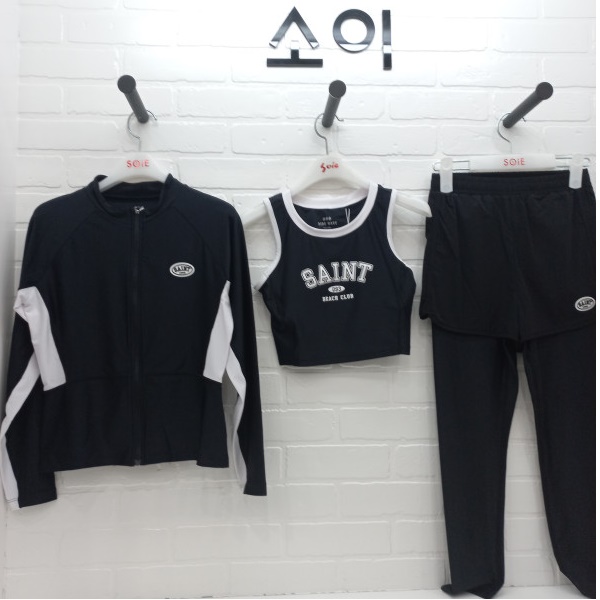 소이 래쉬가드 점퍼 블랙브라탑 3부 레이어드 워터레깅스24M0157 0460 0259- 이랜드몰