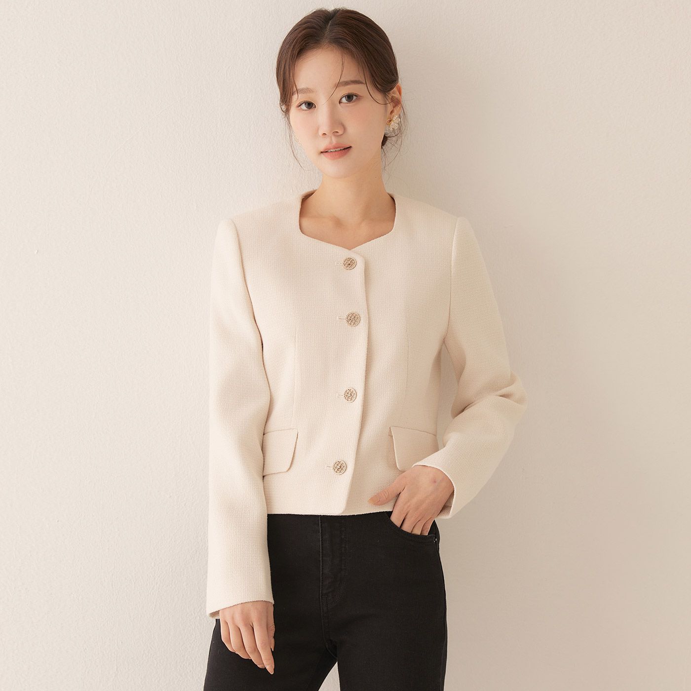 [로엠]하트넥 트위드자켓(2colors) RMJKE23R13