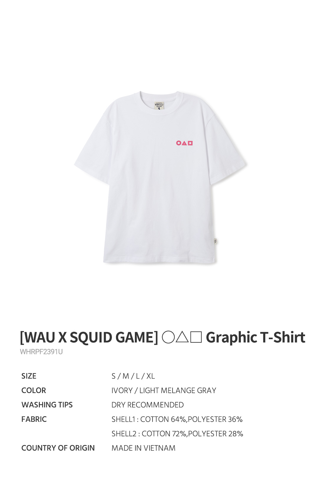 WAU X SQUID GAME/○△□ Graphic T-Shirt/ユニセックス WHOAU [WAU X SQUID GAME] ○△□ Graphic T-Shirt | WY Store