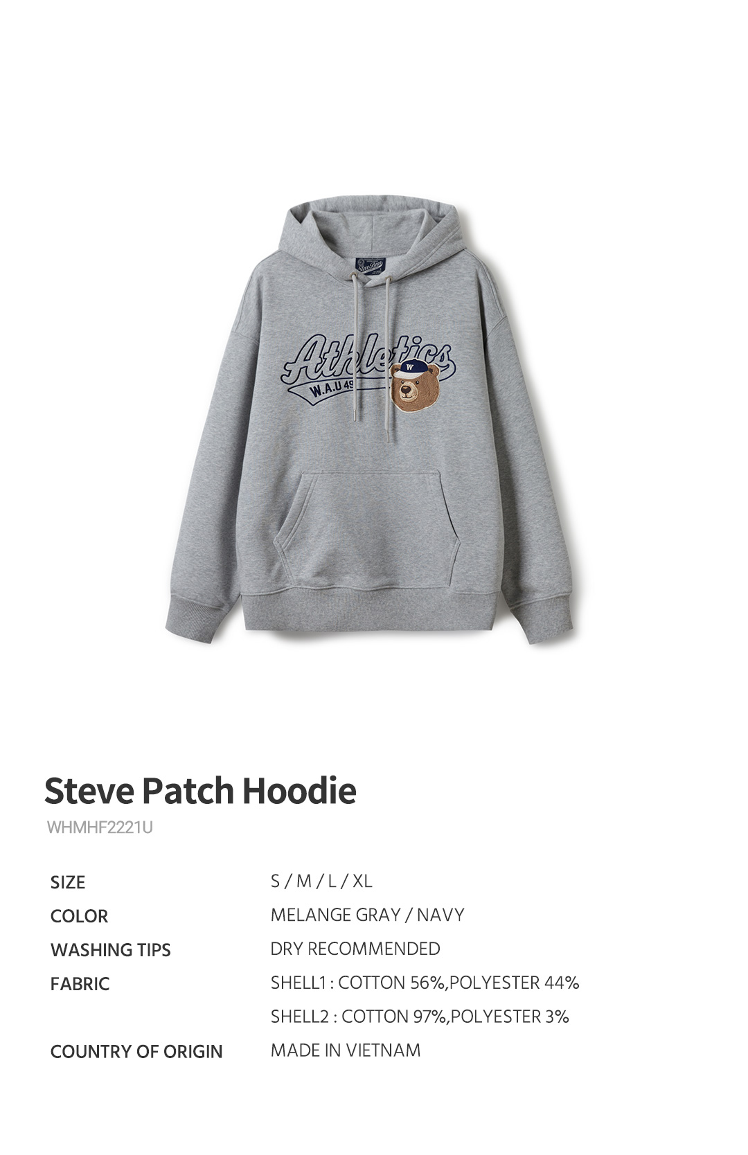 【WHO.A.U】Steve Patch Hoodie Steve Patch Hoodie - 후아유닷컴