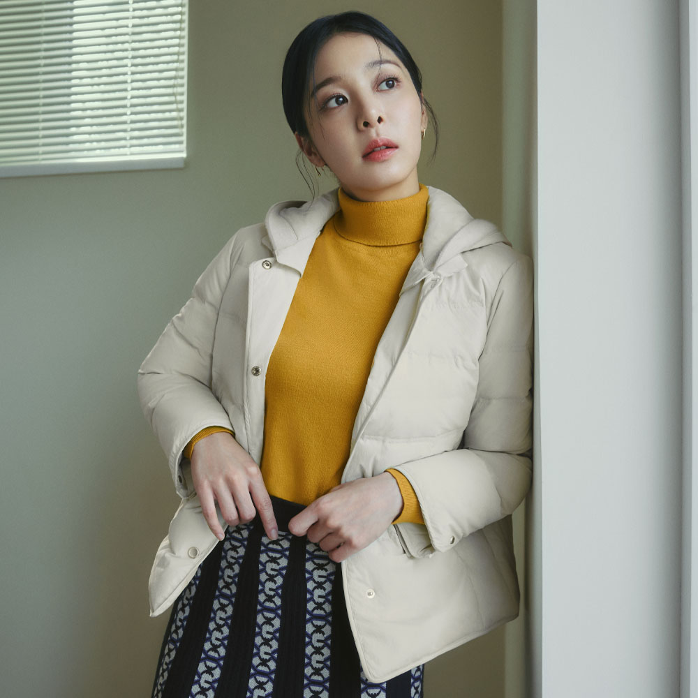 (2컬러) 덕다운 니트배색 후드 자켓 LCLWNA29- 이랜드몰