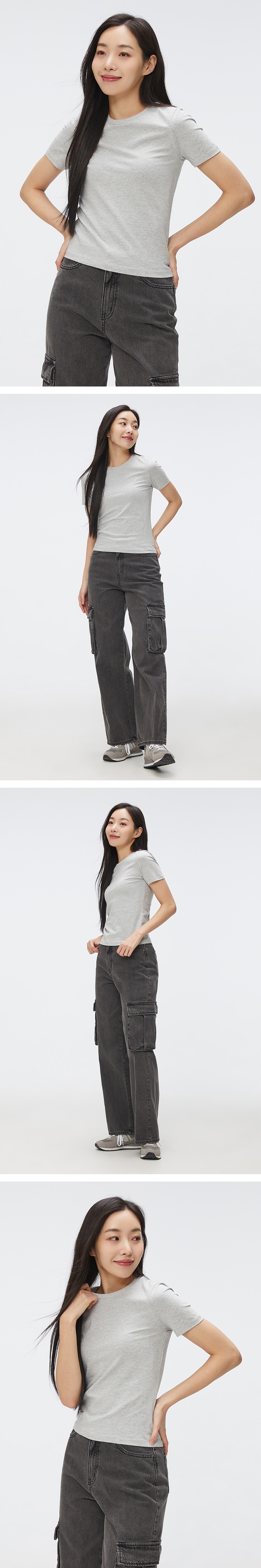 [앨리스펑크 PICK] [코튼스판] 세미 크롭 슬림 반팔티_SPRWF25G01 상세 이미지 4