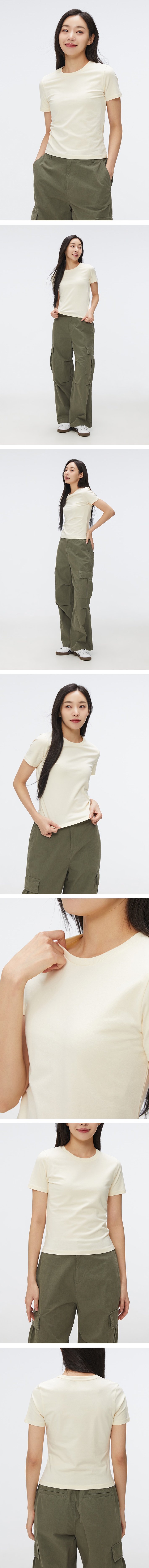 [앨리스펑크 PICK] [코튼스판] 세미 크롭 슬림 반팔티_SPRWF25G01 상세 이미지 3