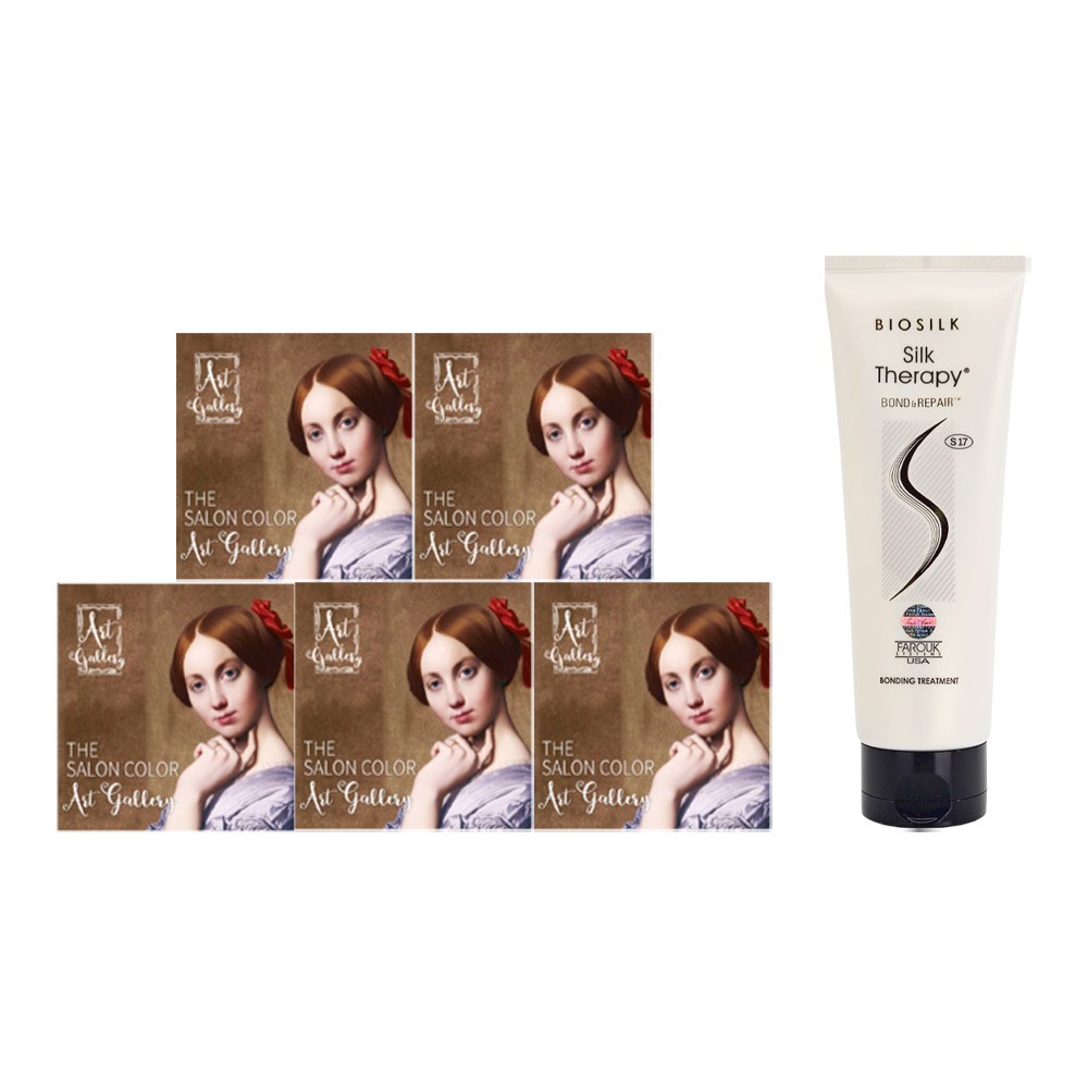 더 살롱 컬러 아트갤러리 새치커버 염색약 5개+실크테라피 트리트먼트 250ml- 이랜드몰