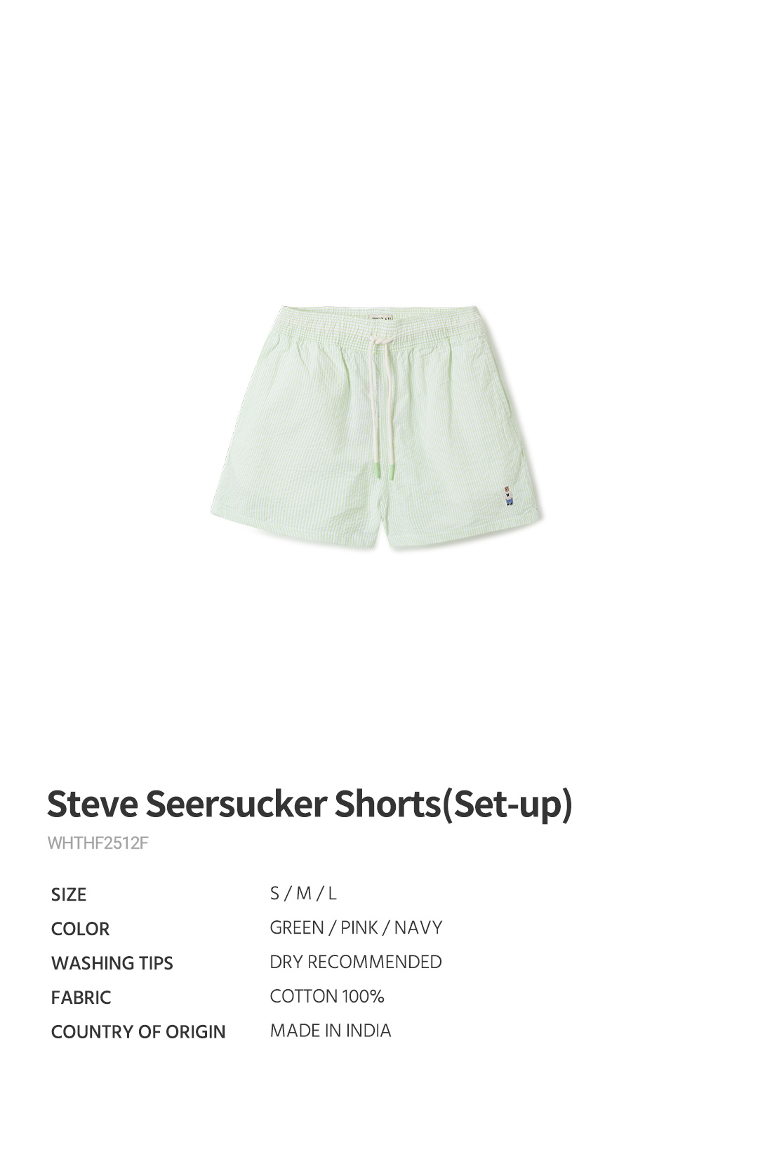 【韓国WHO.A.U フーアーユー】Steve Seersucker Shorts(Set-up) Steve Seersucker Shorts(Set-up) - 후아유닷컴