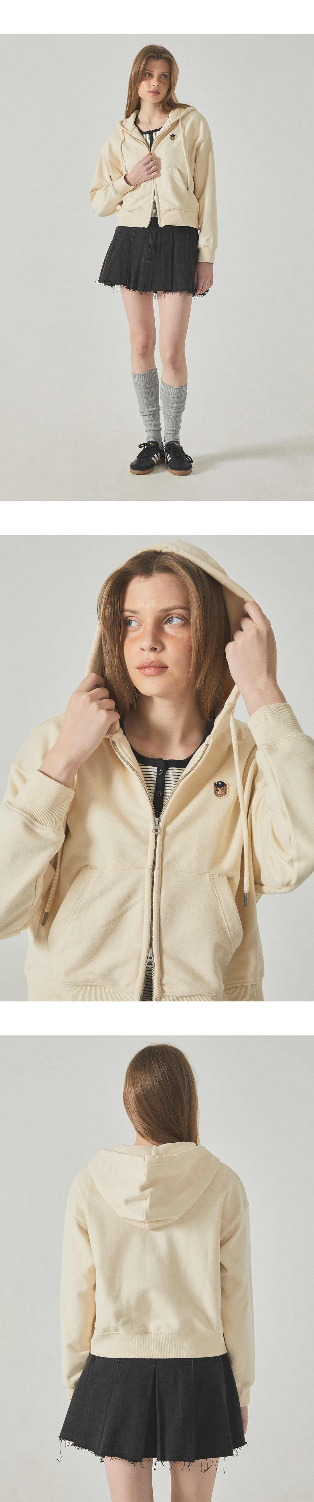 후아유(WHO.A.U) Steve Head Patch Hood Zip-up(F) / WHMZF2251F