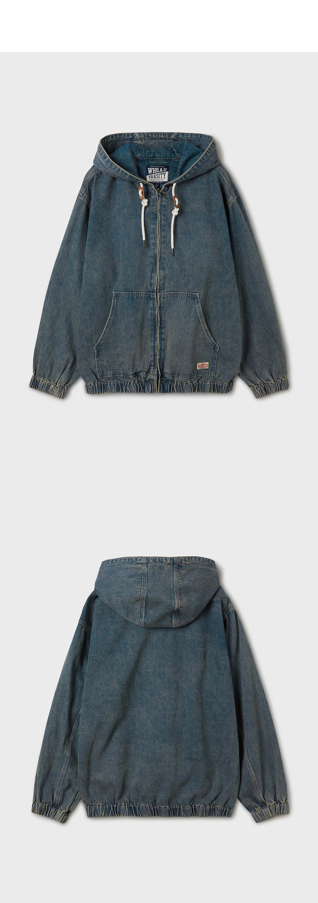 【韓国WHO.A.U フーアーユー】Denim Hoodie Zip-up Denim Hoodie Zip-up - 후아유닷컴