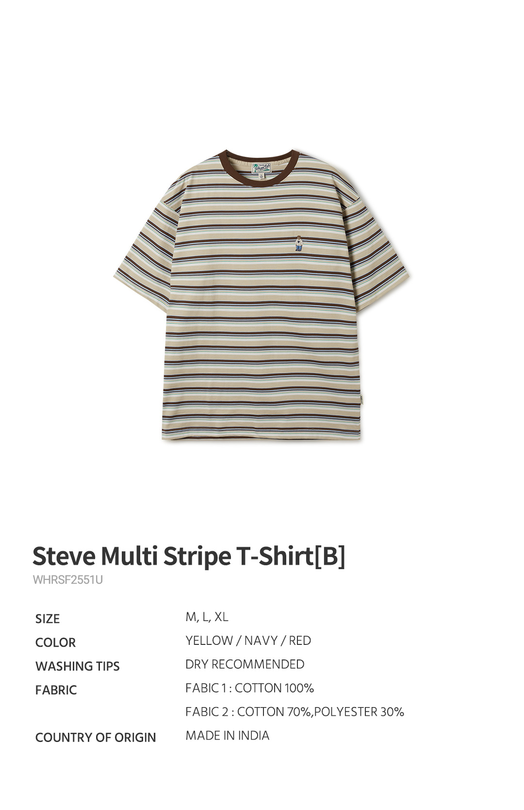 【WHO.A.U】Steve 2PACK Solid T-shirts[B] 2PACK)Steve Head Patch T-shirt[B] - 후아유닷컴