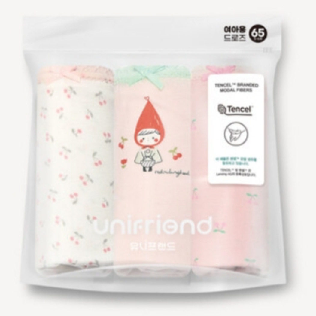 [모이모이깜피]NC백화점 광주점 모달팬티스판 여아드로즈(3매입) UN25SS체리망또 유니프랜드NC백화점광주역점