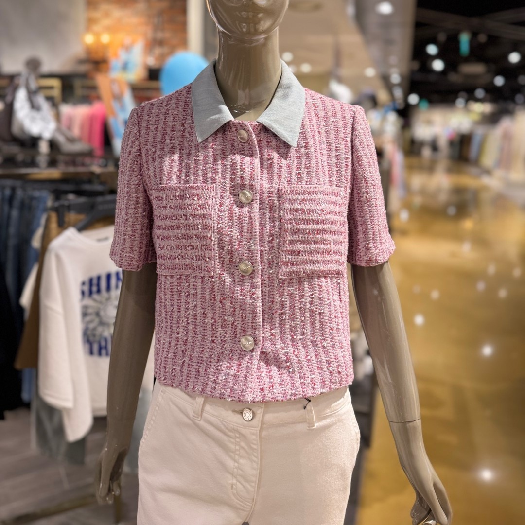 [시슬리(Sisley)]NC강남점 시슬리 캔디밤 트위드 카라 배색 크롭 자켓 SAJK46431 강남