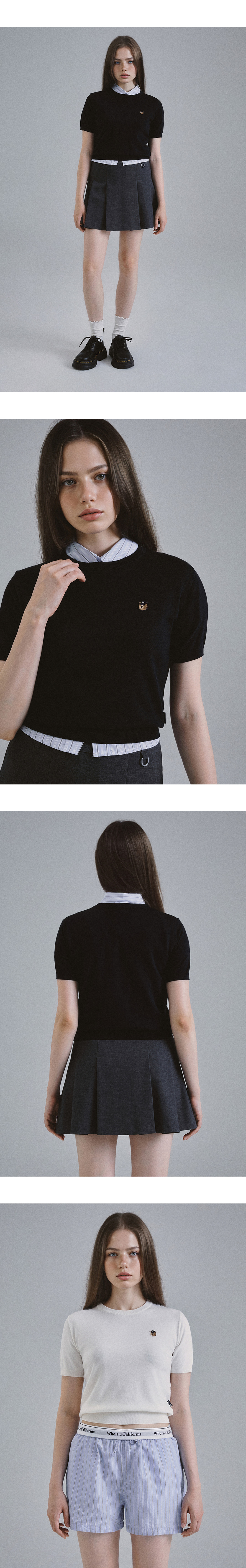 【WHO.A.U】Steve Head Point Short Sleeve Steve Head Point Short Sleeve(Set-up) - 후아유닷컴