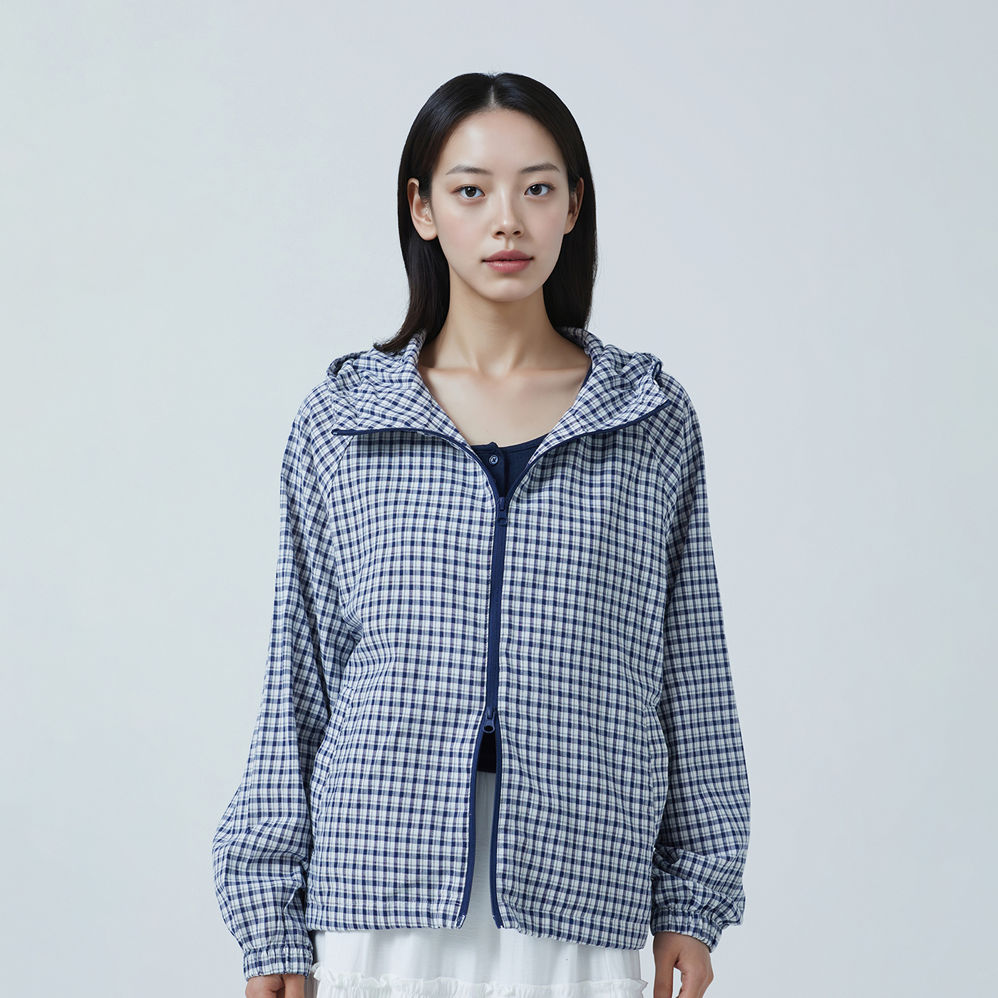 【하루出品】 여성 체크 윈드 브레이커 (SPJJF25G93 RE)_SPJJF49GY3- 스파오