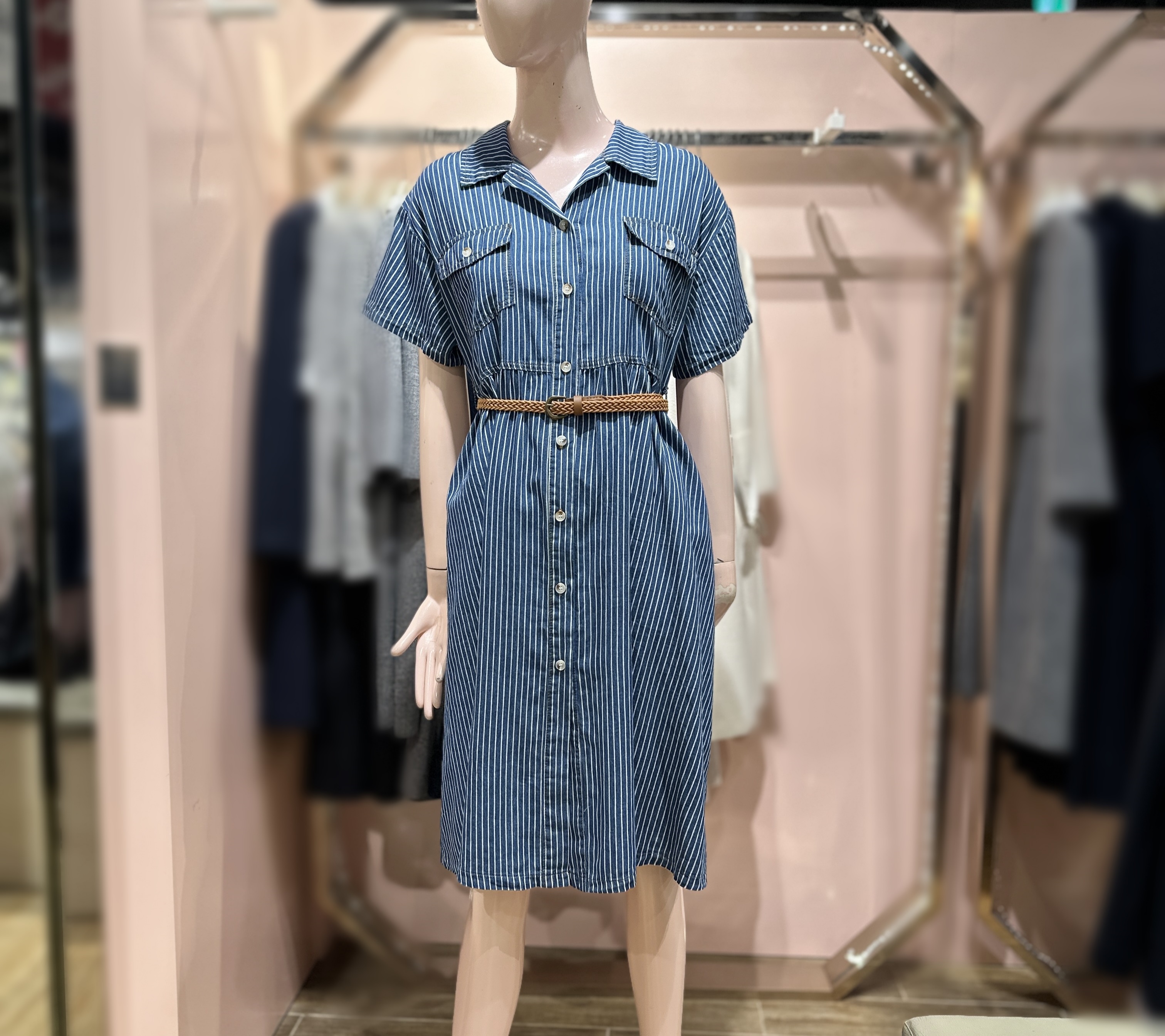 [숲(SOUP)]NC강남점 SOUP 벨티드 데님 반팔 원피스 SB6OP30  뉴코아강남