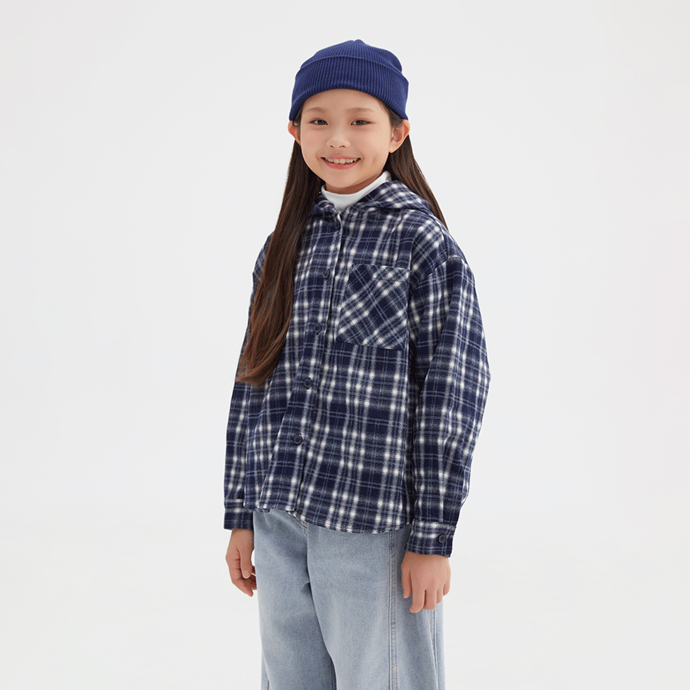 오키즈 스파 키즈 플란넬 후드 셔츠 SPYCF4TKU9