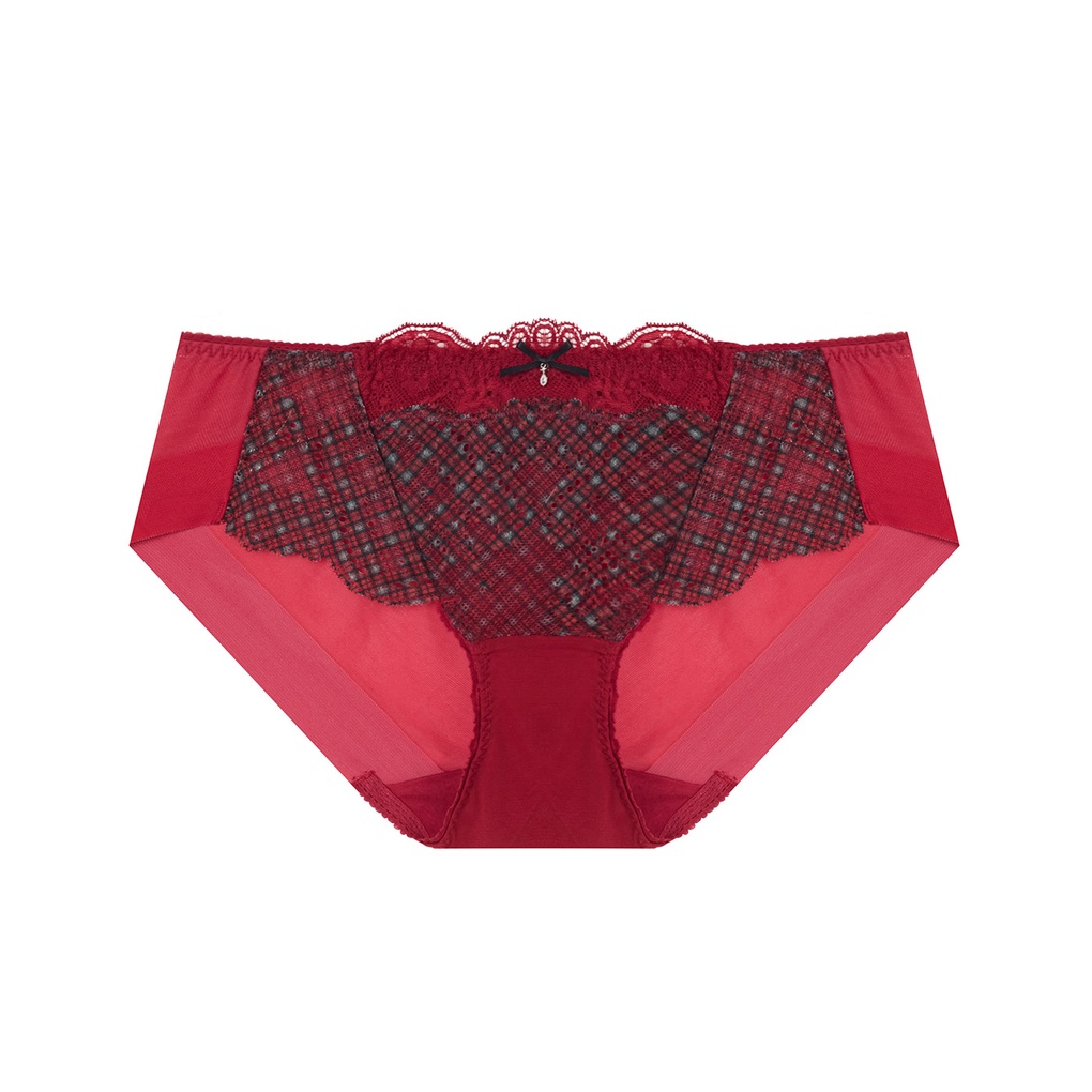 NC부천점 에블린 [노와이어] 타탄체크 블린 헴팬티(버건디) EBWQG1140M