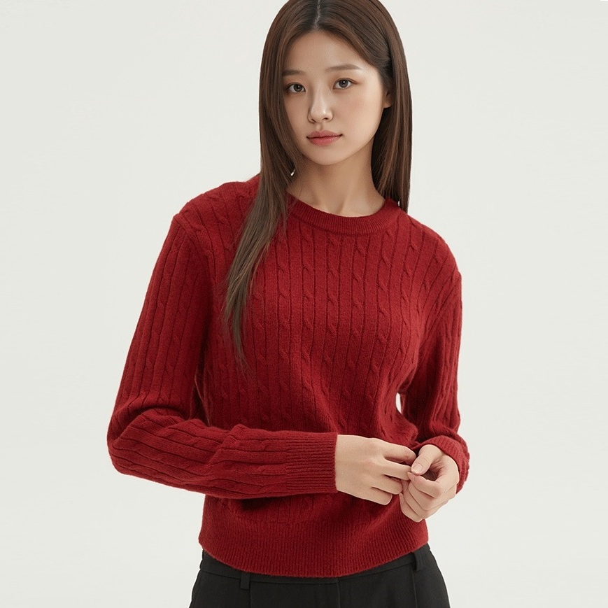 [스파오][울블렌드] 여성 케이블 라운드넥 스웨터 SPKWF4TG02