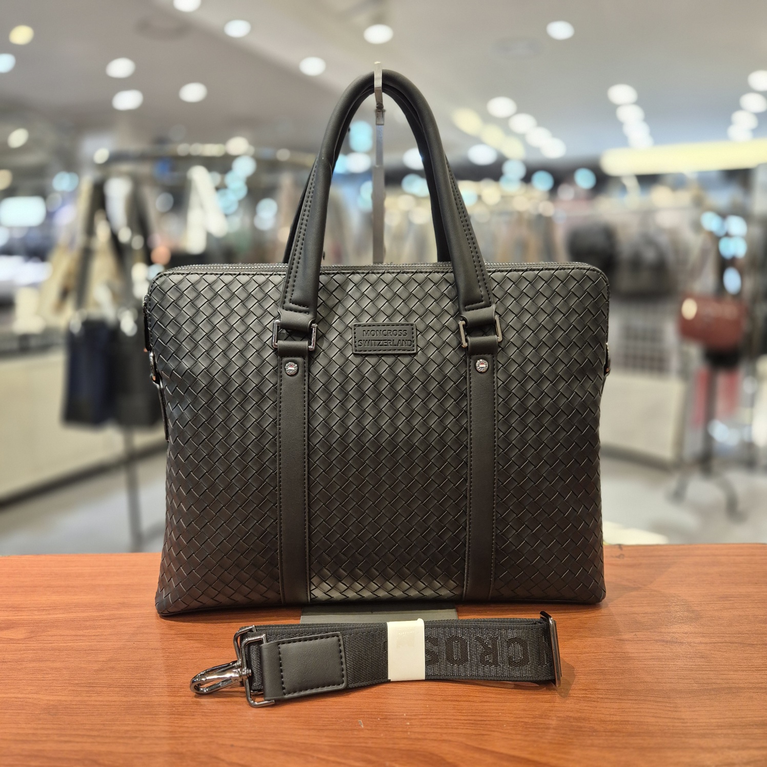 NC경산점 몽크로스 7083-3BK7  2way 지퍼 짜임형 서류가방  크로스백