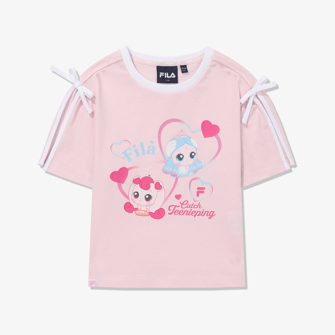 NC동수원점 휠라키즈 프린세스 캐치 티니핑 소매트임 티셔츠 핑크 FK262RS07G013 660