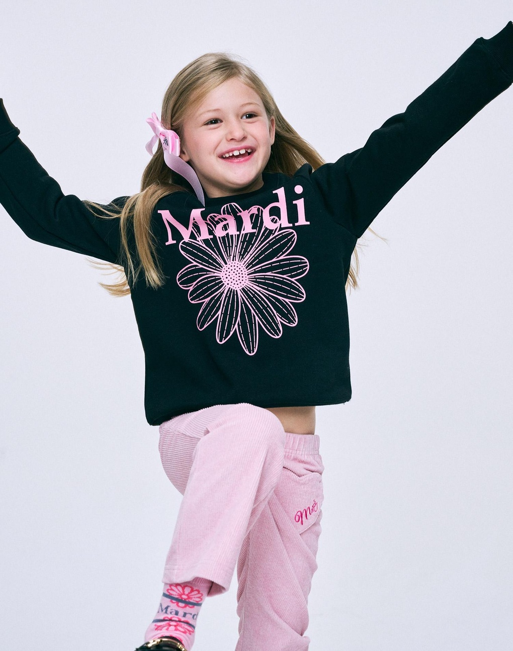 KIDS SWEATSHIRT FLOWERMARDI_BLACK PINK- 이랜드몰