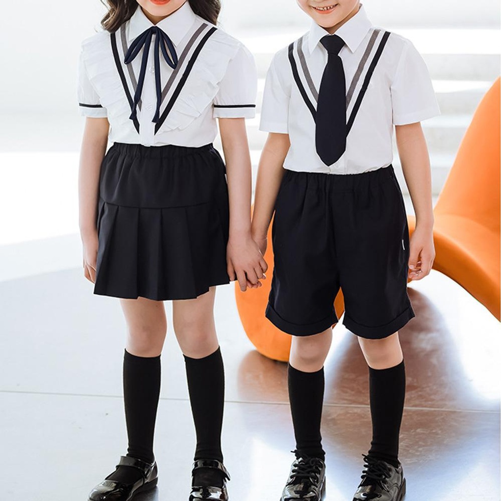 두줄 화이트 반팔 하복세트 교복 유치원 합창단 원복- 이랜드몰
