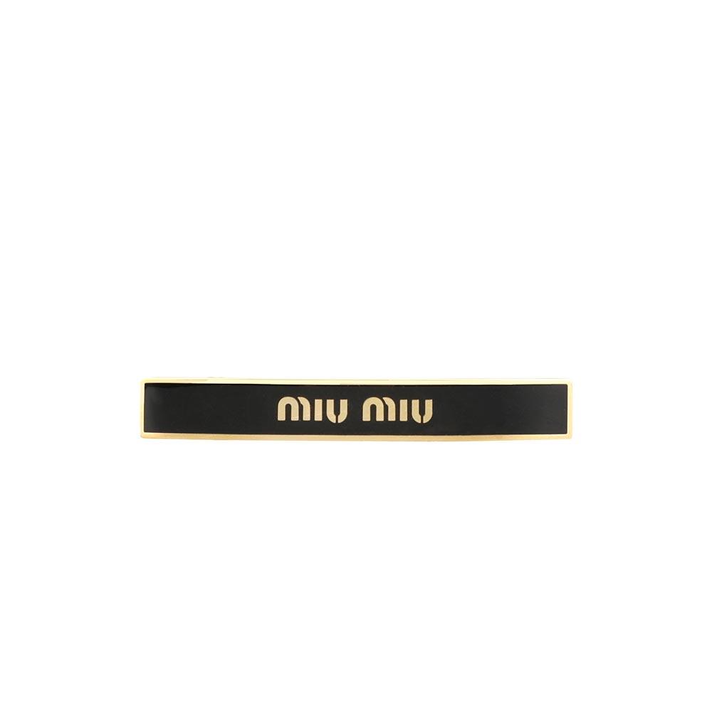 24FW 미우미우 5IF172 2F6T F0002 여성 에나멜 메탈 헤어핀 블랙