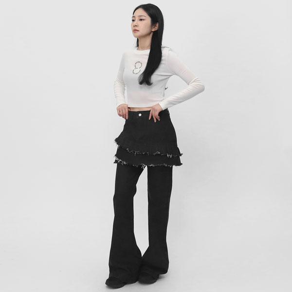 스콰즈 여자 레이어드 스커트데님 포인트 부츠컷 치마바지 SSBP001- 이랜드몰