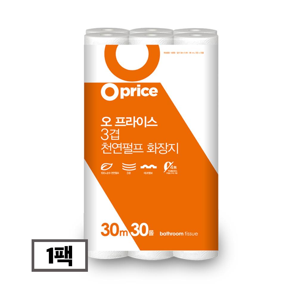 오프라이스 3겹 천연펄프 화장지 더 길어진 30m 30롤