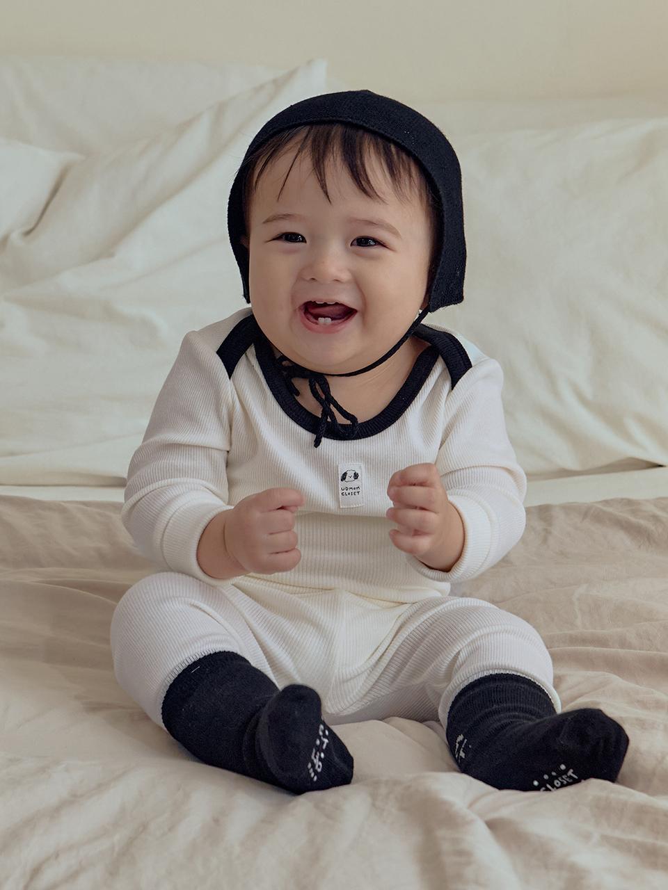 [유비맘클로젯]베이비몽 골지 바디수트 레깅스 세트 아이보리 B2AT0404-IV