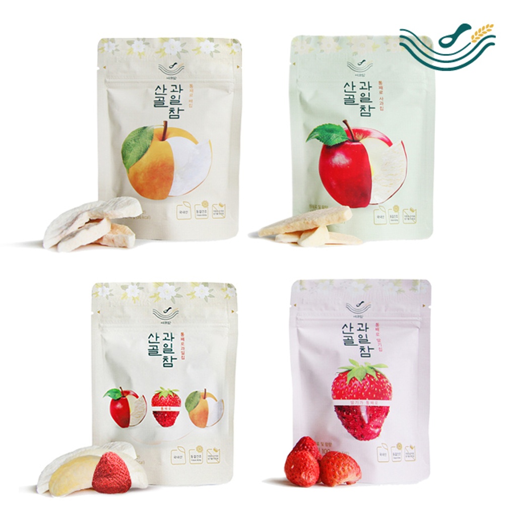 산골이유식 산골과일참 사과칩4봉+배칩4봉+딸기칩4봉+믹스칩4봉- 이랜드몰