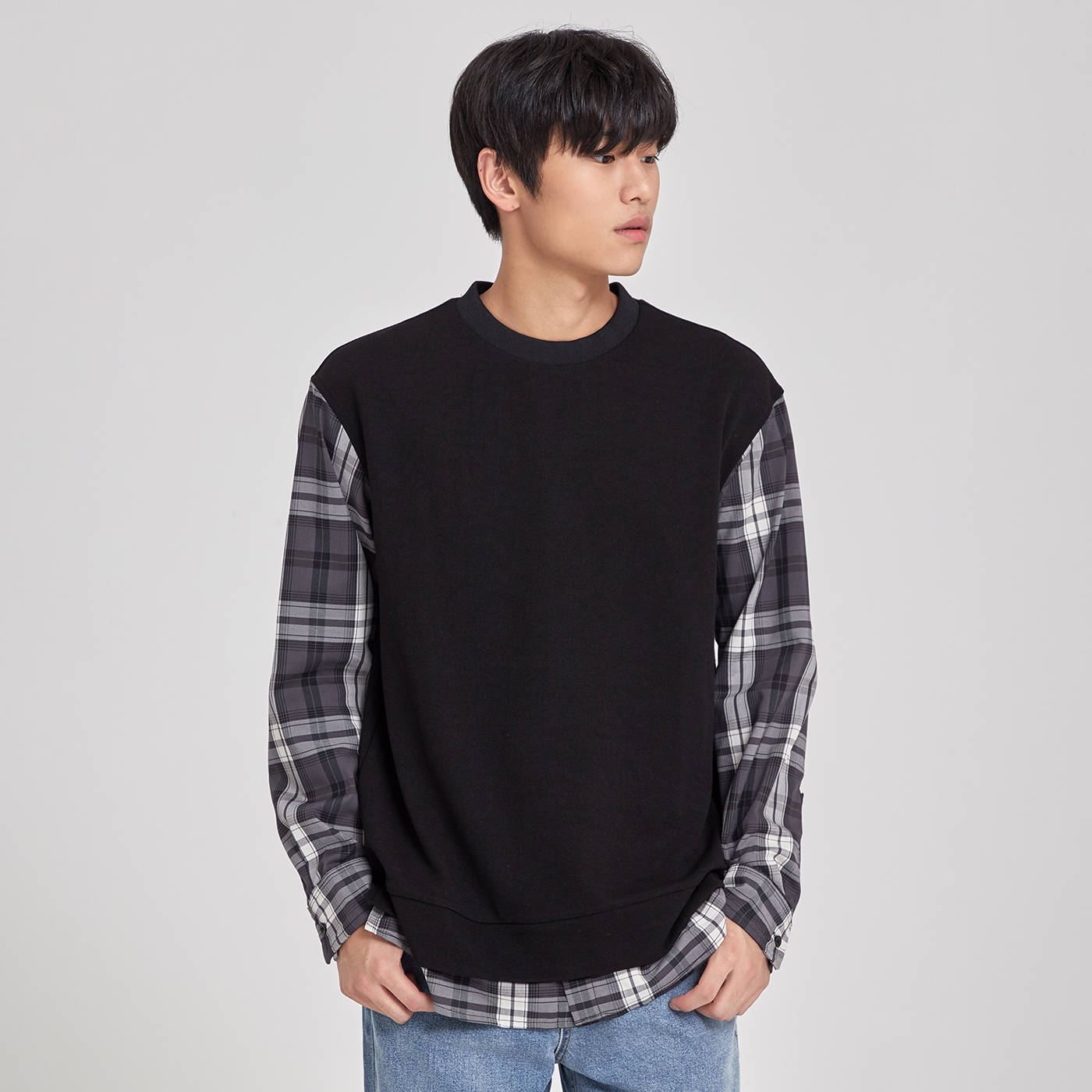 셔츠형 긴팔T_SPLW949M06- 스파오