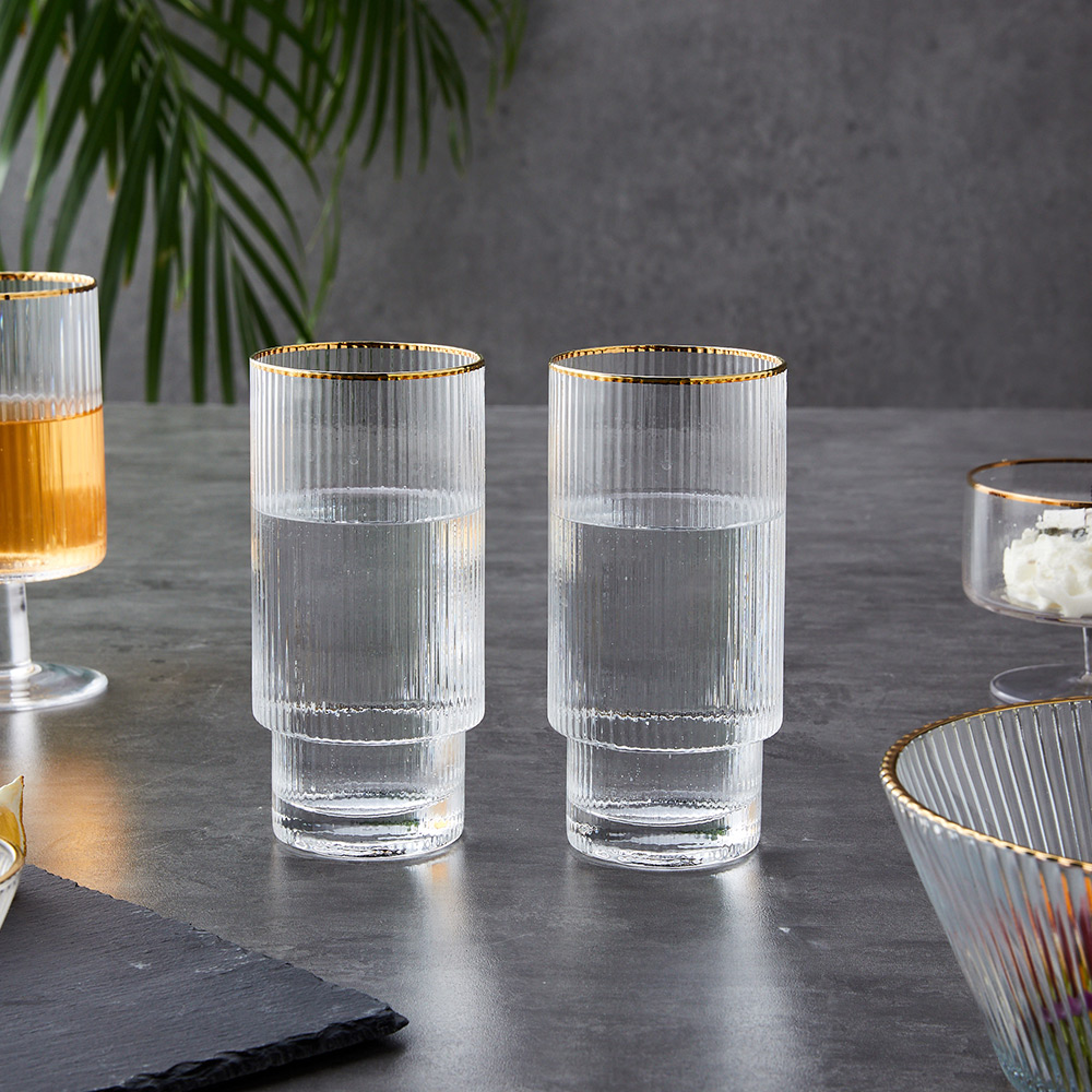 ON 골드림 플리츠 유리컵L 2P세트_400ml_GA6122010- 모던하우스