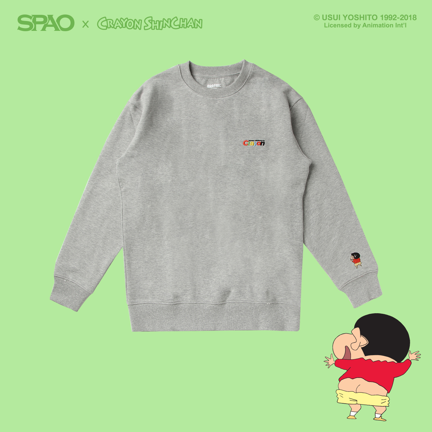 짱구) 맨투맨_LIGHT GRAY_SPMB849C08- 스파오