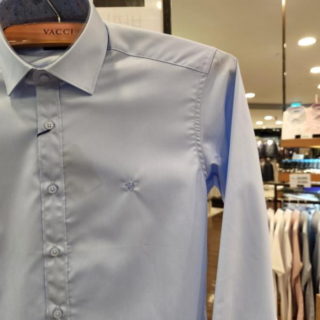 남성봄가을긴팔슬림핏구김잘안가는면23%블루솔리드스트레치셔츠VD1L1BS512B0- 이랜드몰
