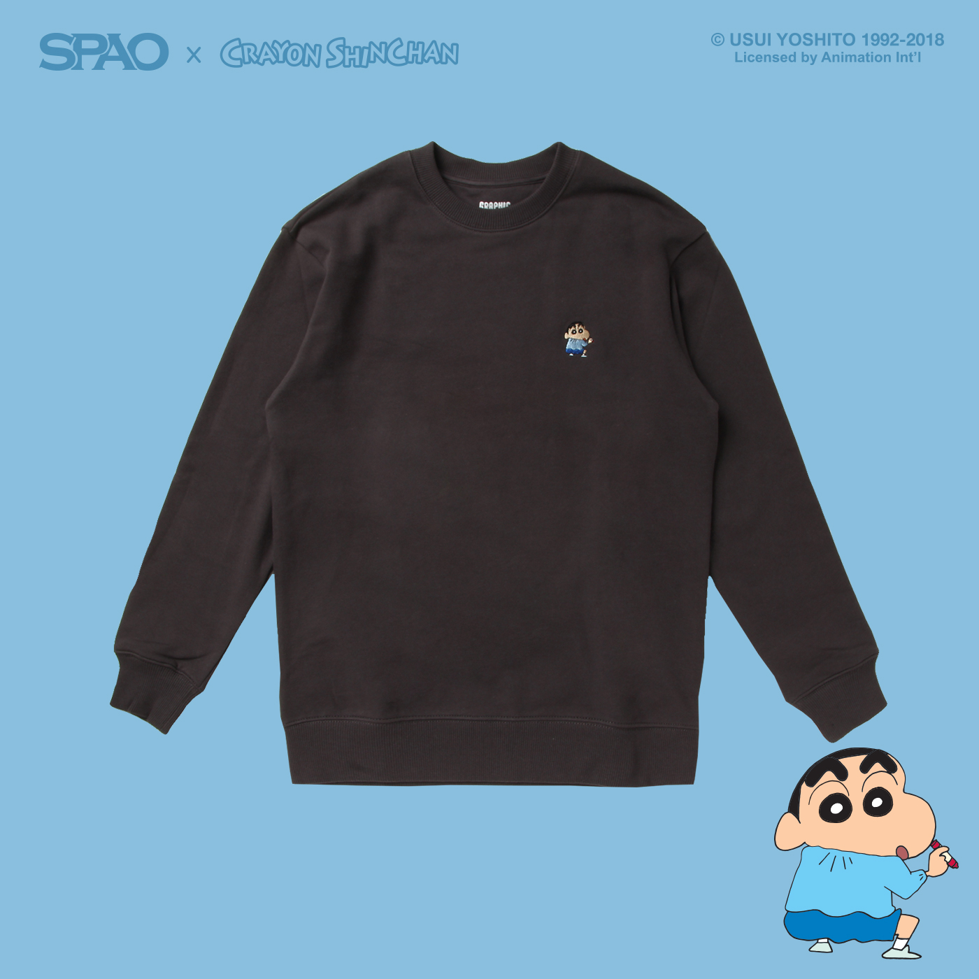 짱구) 맨투맨_CHARCOAL_SPMB849C08- 스파오