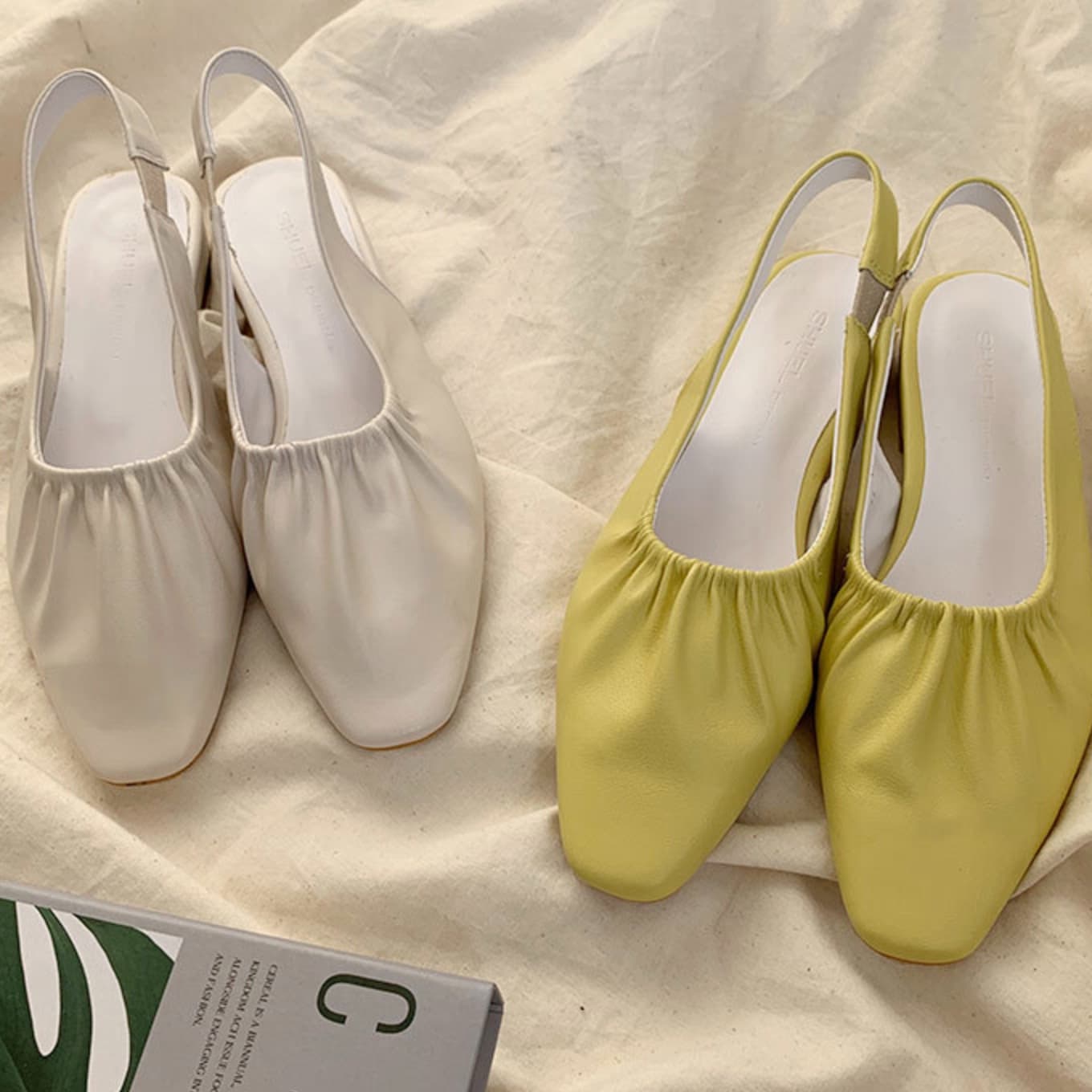 [기타 ]여성 데일리 슬링백 슈즈 스퀘어 구두 네이미 주름