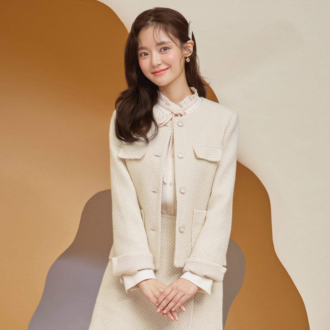 レディース andwang Lumière Bicolor Twin Set beige