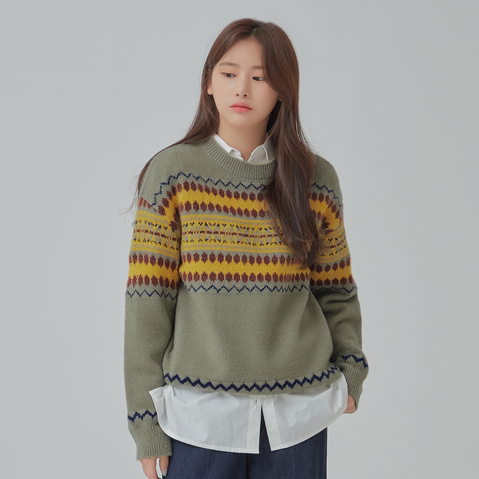 페어아일 변형 루즈핏 스웨터 MIWKAAC3QT- 이랜드몰