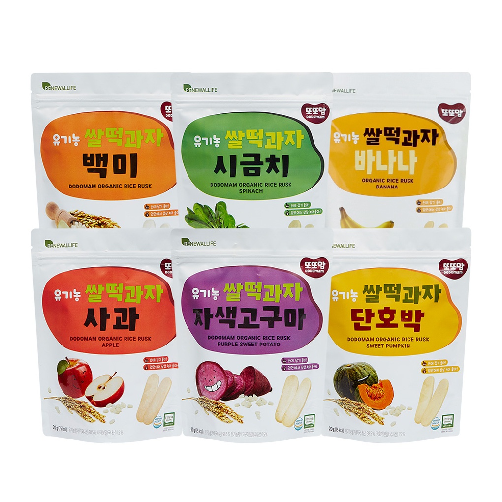 [또또맘] 유기농 쌀떡과자 6종 세트(각 1봉씩)_쌀떡뻥 아기과자- 이랜드몰